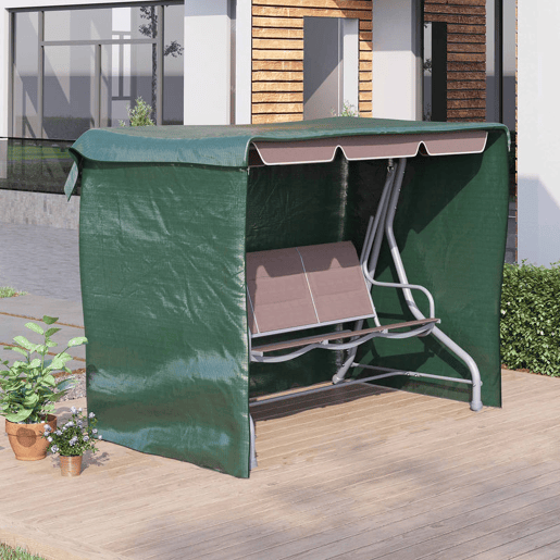 Outsunny Capa de Proteção para Baloiço de Jardim, Capa Impermeável com Fecho, 215x155x150 cm, Verde