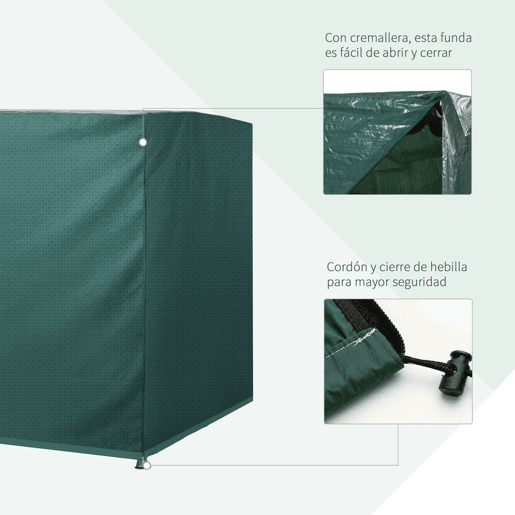 Outsunny Capa de Proteção para Baloiço de Jardim, Capa Impermeável com Fecho, 215x155x150 cm, Verde