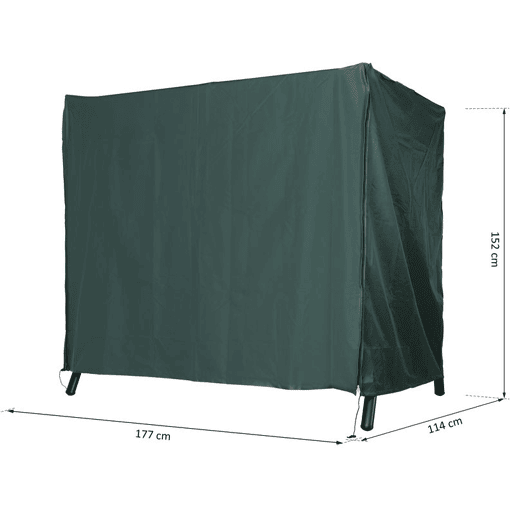 Outsunny Capa para Baloiço de Jardim, Capa para Baloiço de Exterior em Tecido Oxford 600D com 2 Fechos Impermeável 177x114x152 cm Verde Escuro