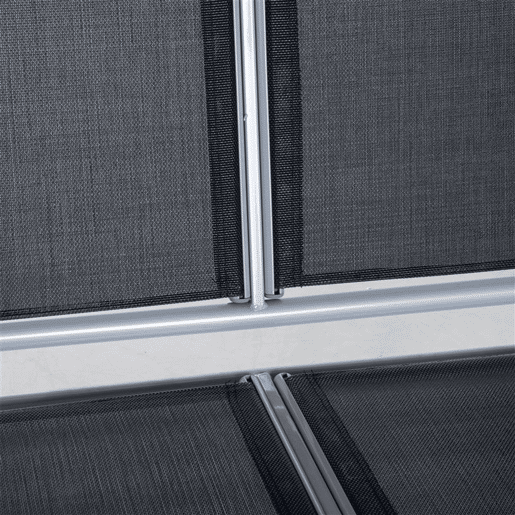 Outsunny Baloiço de Jardim Exterior de 3 Lugares com Toldo Ajustável, Encosto Respirável e Estrutura Metálica para Terraço e Varanda, Suporta até 240 kg, 171x108x150 cm, Preto