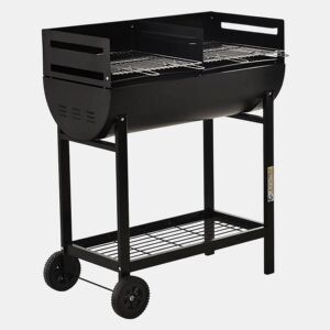 Outsunny Barbecue a Carvão com Grelha Ajustável em Altura para Exterior Barbecue Portátil com Prateleira de Armazenamento e Rodas 90x45x96 cm Preto