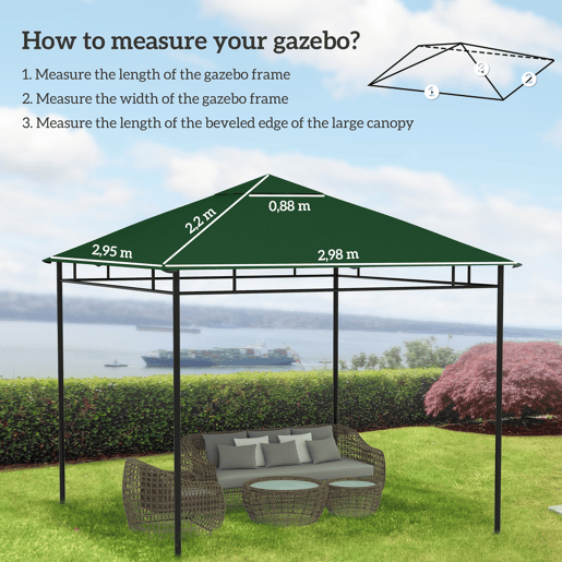 Outsunny Toldo de Substituição de 3x3m para Pérgola de Jardim com 8 Orifícios de Drenagem e Ventilação Verde