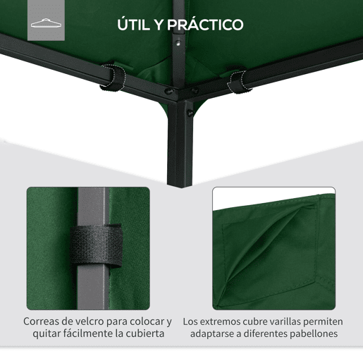 Outsunny Toldo de Substituição de 3x3m para Pérgola de Jardim com 8 Orifícios de Drenagem e Ventilação Verde