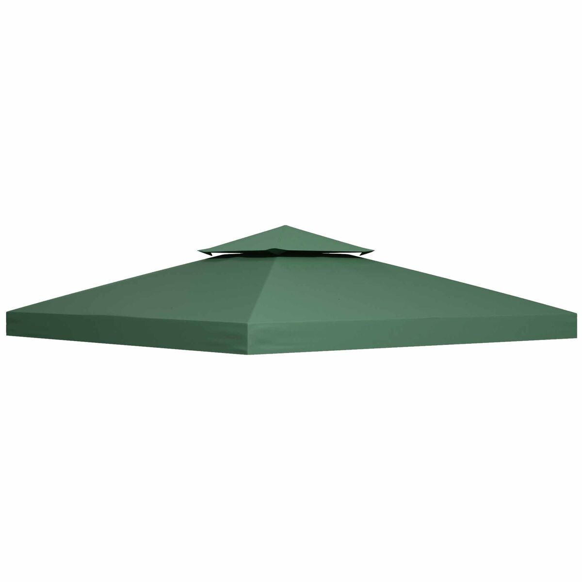 Outsunny techo de repuesto para cenador, 3x3 m, cubierta de repuesto con techo doble, 8 orificios de drenaje y protección uv, solo toldo de recambio para pabellón gazebo, verde