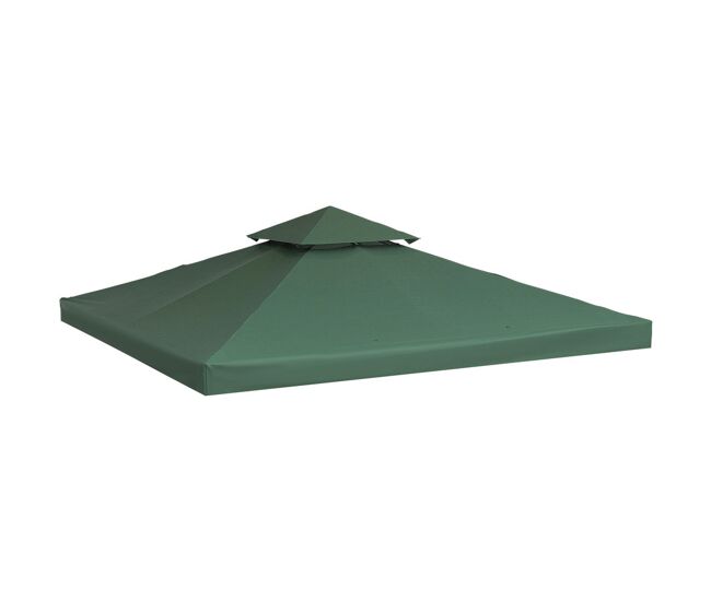 Outsunny techo de repuesto para cenador, 3x3 m, cubierta de repuesto con techo doble, 8 orificios de drenaje y protección uv, solo toldo de recambio para pabellón gazebo, verde