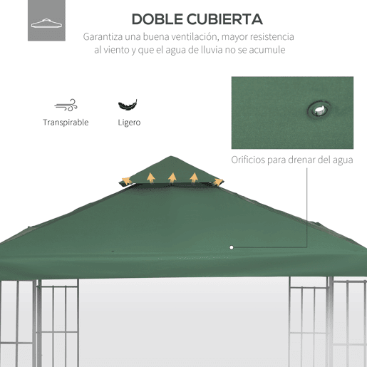 Outsunny Telhado de Substituição para Pérgola 3x3 m Cobertura de Substituição com Telhado Duplo 8 Orifícios de Drenagem e Proteção UV Apenas Toldo de Substituição para Pérgola Verde Outsunny Telhado de Substituição para Pérgola 3x3 m Cobertura de Substituição com Telhado Duplo 8 Orifícios de Drenagem e Proteção UV Apenas Toldo de Substituição para Pérgola Verde