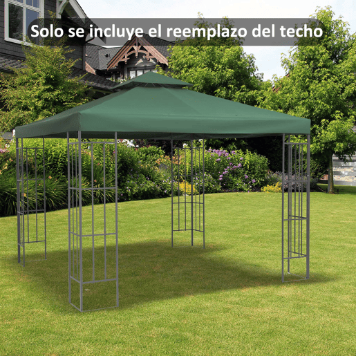 Outsunny Telhado de Substituição para Pérgola 3x3 m Cobertura de Substituição com Telhado Duplo 8 Orifícios de Drenagem e Proteção UV Apenas Toldo de Substituição para Pérgola Verde Outsunny Telhado de Substituição para Pérgola 3x3 m Cobertura de Substituição com Telhado Duplo 8 Orifícios de Drenagem e Proteção UV Apenas Toldo de Substituição para Pérgola Verde