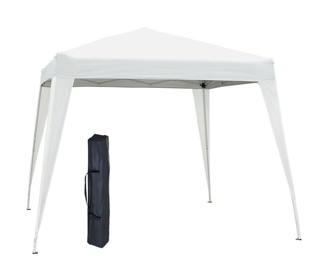 Outsunny carpa plegable 2,4x2,4 m, pop-up, cenador pabellón de jardín, altura ajustable con bolsa de transporte, anti-uv, impermeable, gazebo para camping, fiestas, exterior, blanco