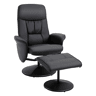 HOMCOM Poltrona Relax com Apoio para os Pés Estofada em PU Poltrona Relax Reclinável até 145° e Giratório 360° com Encosto Ajustável para Sala de Estar Dormitório Escritório 81x81x105cm Preto