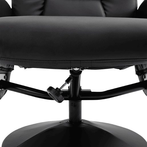 HOMCOM Poltrona Relax com Apoio para os Pés Estofada em PU Poltrona Relax Reclinável até 145° e Giratório 360° com Encosto Ajustável para Sala de Estar Dormitório Escritório 81x81x105cm Preto