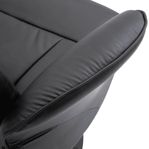 HOMCOM Poltrona Relax com Apoio para os Pés Estofada em PU Poltrona Relax Reclinável até 145° e Giratório 360° com Encosto Ajustável para Sala de Estar Dormitório Escritório 81x81x105cm Preto