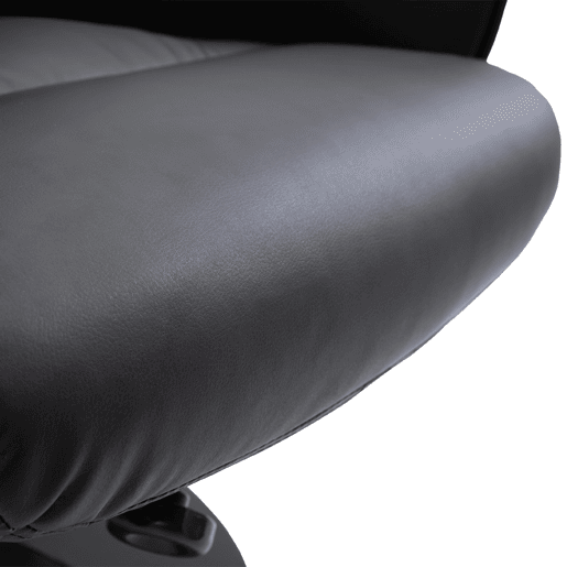 HOMCOM Poltrona Relax com Apoio para os Pés Estofada em PU Poltrona Relax Reclinável até 145° e Giratório 360° com Encosto Ajustável para Sala de Estar Dormitório Escritório 81x81x105cm Preto