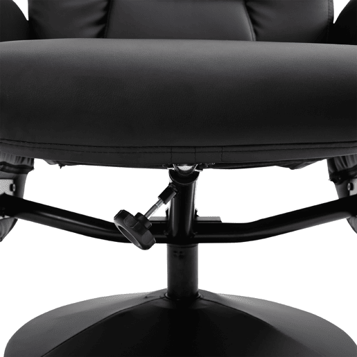 HOMCOM Poltrona Relax com Apoio para os Pés Estofada em PU Poltrona Relax Reclinável até 145° e Giratório 360° com Encosto Ajustável para Sala de Estar Dormitório Escritório 81x81x105cm Preto