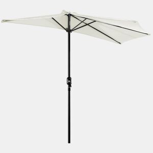 Outsunny Chapéu de Sol 269x138x236 cm Guarda-sol de Jardim com Manivela e Forma Semicircular em Tecido de Poliéster 180 gm² para Exterior Terraço Pátio Piscina Creme
