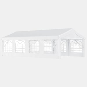 Outsunny Tenda para Festas 8x4m Tenda de Jardim com 4 Paredes Laterais 8 Janelas para Festas Eventos Casamento Aço PE Branco