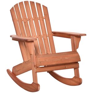 Outsunny Cadeira Baloiço Cadeira Adirondack de Madeira Natural 77x94x97 cm para Jardim Varanda Exterior de Estilo Rústico Carga 130 kg Madeira