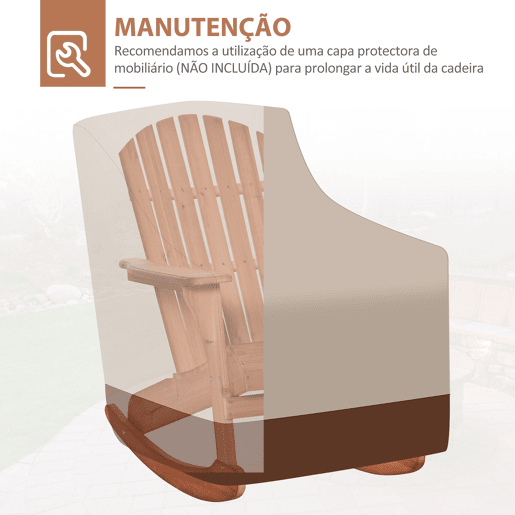 Outsunny Cadeira Baloiço Cadeira Adirondack de Madeira Natural 77x94x97 cm para Jardim Varanda Exterior de Estilo Rústico Carga 130 kg Madeira