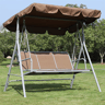 Outsunny Baloiço de Jardim Exterior de 3 Lugares com Toldo Ajustável, Encosto Respirável e Estrutura de Metal para Terraço e Varanda, Suporta até 240 kg, 171x108x150 cm, Castanho
