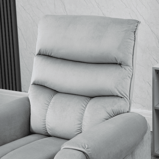 HOMCOM Cadeirão Relax Reclinável Elétrico com Função Elevatória, 8 Pontos de Massagem, 2 Comandos, Apoio para os Pés, Revestimento em Veludo, Estofamento Espesso, Bolso Lateral, Cinzento