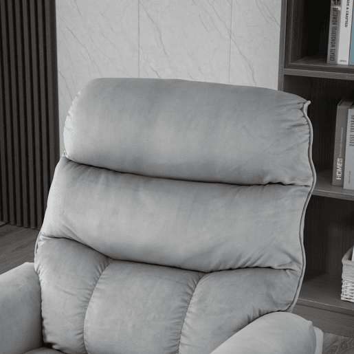 HOMCOM Cadeirão Relax Reclinável Elétrico com Função Elevatória, 8 Pontos de Massagem, 2 Comandos, Apoio para os Pés, Revestimento em Veludo, Estofamento Espesso, Bolso Lateral, Cinzento