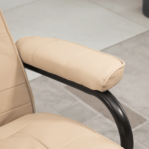 HOMCOM Poltrona de Massagem Elétrica com Banco para Apoiar os Pés Poltrona Relax Giratório Reclinável em até 145° com Controle Remoto e 10 Zonas de Massagem Estofado em PU 77x84x95cm Bege