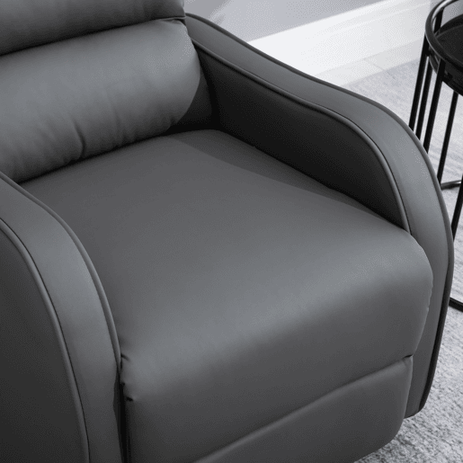 HOMCOM Poltrona Reclinável Manual, Poltrona Relax Estofada em PU com Apoio para Pés Retrátil, Acolchoada, Reclinável até 160°, para Sala, Quarto, Cinzento, 65x89x100 cm