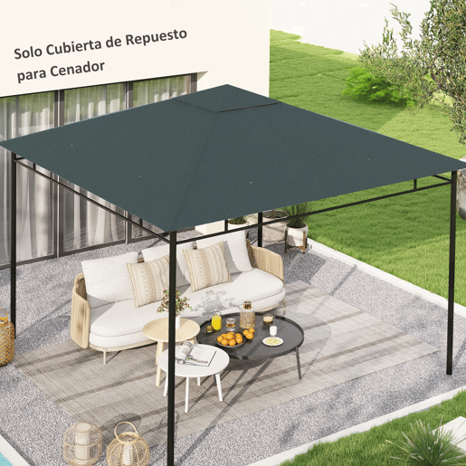 Outsunny Toldo de Substituição de 3x3m para Pérgola de Jardim com 8 Orifícios de Drenagem e Ventilação Cinza