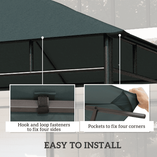 Outsunny Toldo de Substituição de 3x3m para Pérgola de Jardim com 8 Orifícios de Drenagem e Ventilação Cinza