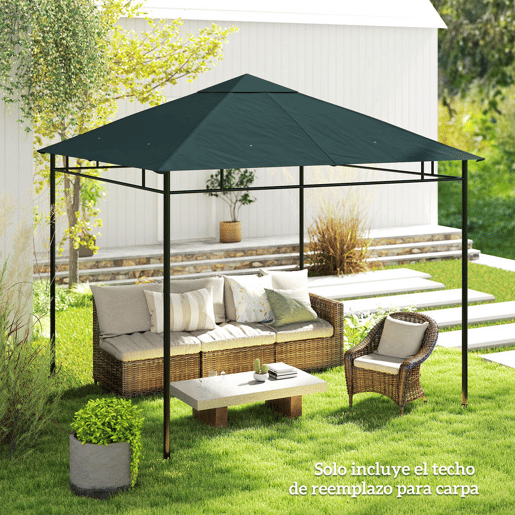 Outsunny Toldo de Substituição de 3x3m para Pérgola de Jardim com 8 Orifícios de Drenagem e Ventilação Cinza