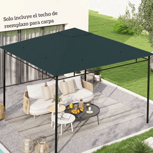 Outsunny Toldo de Substituição de 3x3m para Pérgola de Jardim com 8 Orifícios de Drenagem e Ventilação Cinza