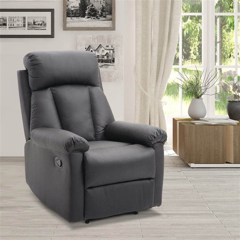 Sillón Reclinable Acero, MDF, PU y Espuma HOMCOM Negro