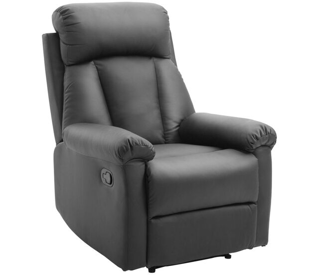 Homcom sillón relax reclinable hasta 150° tapizado en pu butaca de salón con reposapiés retráctil respaldo alto resposabrazos para dormitorio 80x97x107 cm negro