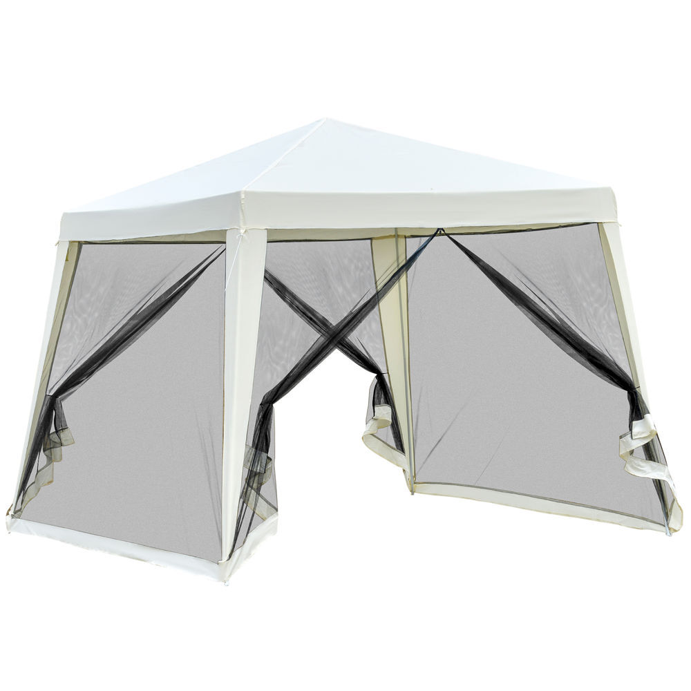 Outsunny carpa de jardín 3x3 m cenador con 4 partes laterales mosquitera con cremallera protección uv impermeable para patio exterior eventos fiesta