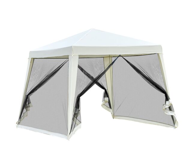 Outsunny carpa de jardín 3x3 m cenador con 4 partes laterales mosquitera con cremallera protección uv impermeable para patio exterior eventos fiesta