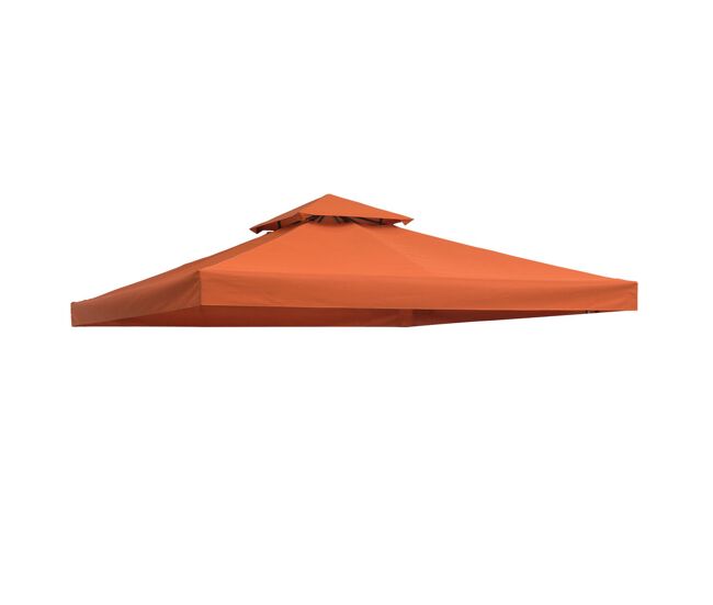 Outsunny techo de repuesto para cenador, 3x3 m, cubierta de repuesto con techo doble, 8 orificios de drenaje y protección uv, solo toldo de recambio para pabellón gazebo, rojo