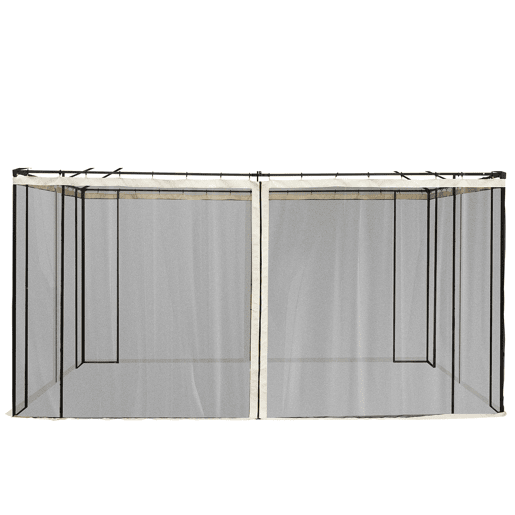 Outsunny 4 Painéis Laterais 352x207 cm para Tenda de Jardim Mosquiteira para Gazebo Gazebo com Zíperes e Anéis Preto