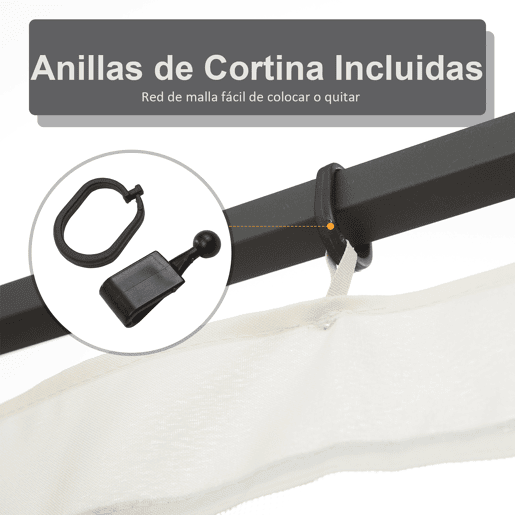 Outsunny 4 Painéis Laterais 352x207 cm para Tenda de Jardim Mosquiteira para Gazebo Gazebo com Zíperes e Anéis Preto