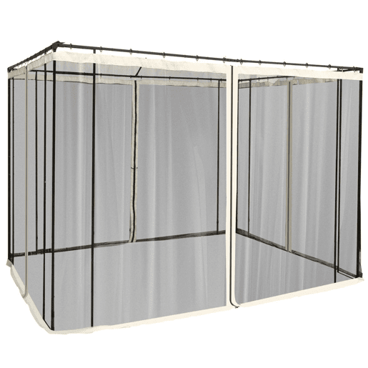 Outsunny 4 Painéis Laterais 302x207 cm para Tenda de Jardim Mosquiteira para Gazebo com Zíperes e Anéis Pretos