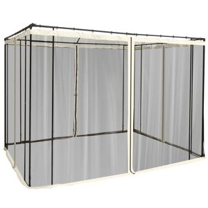 Outsunny 4 Painéis Laterais 302x207 cm para Tenda de Jardim Mosquiteira para Gazebo com Zíperes e Anéis Pretos