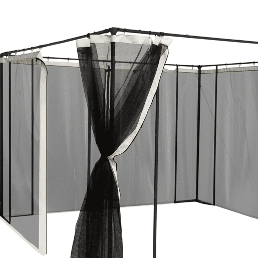 Outsunny 4 Painéis Laterais 302x207 cm para Tenda de Jardim Mosquiteira para Gazebo com Zíperes e Anéis Pretos