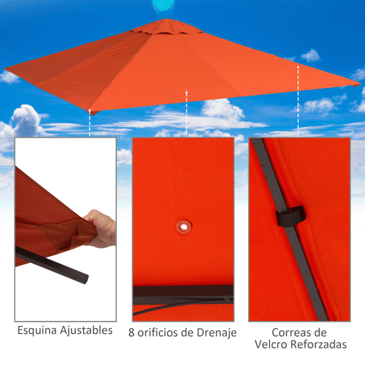 Outsunny Toldo de Substituição de 3x3m para Pérgola de Jardim com 8 Orifícios de Drenagem e Ventilação Laranja