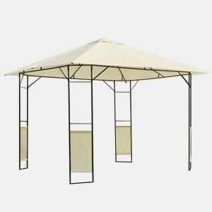 Outsunny Pérgola de Jardim 3x3x2,6m Pérgola de Exterior com Estrutura de Aço e Toldo com Proteção UV 300x300x260 cm Creme