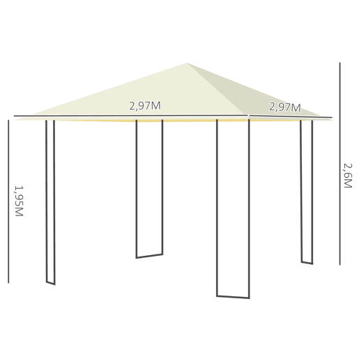 Outsunny Pérgola de Jardim 3x3x2,6m Pérgola de Exterior com Estrutura de Aço e Toldo com Proteção UV 300x300x260 cm Creme Outsunny Pérgola de Jardim 3x3x2,6m Pérgola de Exterior com Estrutura de Aço e Toldo com Proteção UV 300x300x260 cm Creme