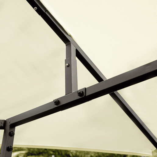 Outsunny Pérgola de Jardim 3x3x2,6m Pérgola de Exterior com Estrutura de Aço e Toldo com Proteção UV 300x300x260 cm Creme Outsunny Pérgola de Jardim 3x3x2,6m Pérgola de Exterior com Estrutura de Aço e Toldo com Proteção UV 300x300x260 cm Creme