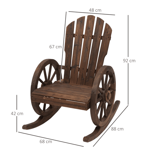 Outsunny Cadeira Baloiço Rústica de Madeira Maciça para Exteriores Cadeira Baloiço para Jardim ou Varanda 88x68x92 cm Madeira Envelhecida