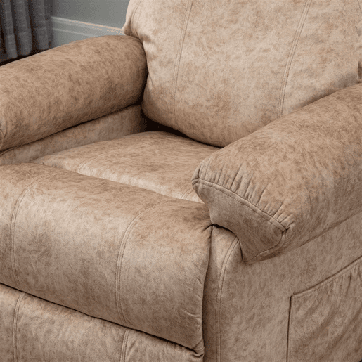 HOMCOM Poltrona Relax Reclinável Poltrona para Sala de Estar com Apoio para os Pés Retrátil Encosto Alto Bolso Lateral Acolchoado Grosso 88x91x108 cm Bege