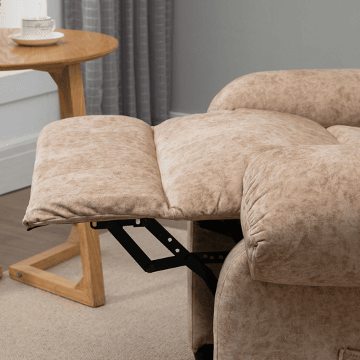 HOMCOM Poltrona Relax Reclinável Poltrona para Sala de Estar com Apoio para os Pés Retrátil Encosto Alto Bolso Lateral Acolchoado Grosso 88x91x108 cm Bege