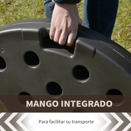 Outsunny Base para Chapéu de Sol em 4 Partes Recarregável com Areia ou Água Desmontável para Jardim Pátio Ar Livre 100x100x10,5cm Marrom