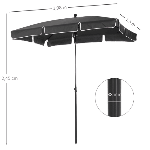 Outsunny Chapéu de Sol Retangular de Jardim 198x130x240cm Chapéu de Sol de Alumínio com Função de Inclinação para Terraço Pátio Exterior Cinza Outsunny Chapéu de Sol Retangular de Jardim 198x130x240cm Chapéu de Sol de Alumínio com Função de Inclinação para Terraço Pátio Exterior Cinza