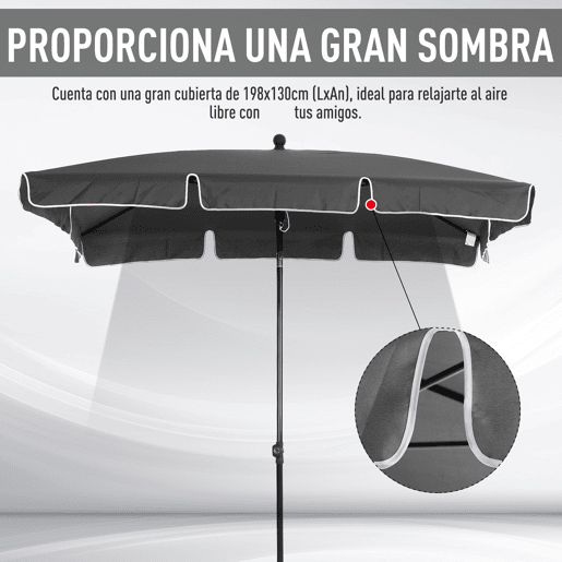 Outsunny Chapéu de Sol Retangular de Jardim 198x130x240cm Chapéu de Sol de Alumínio com Função de Inclinação para Terraço Pátio Exterior Cinza Outsunny Chapéu de Sol Retangular de Jardim 198x130x240cm Chapéu de Sol de Alumínio com Função de Inclinação para Terraço Pátio Exterior Cinza